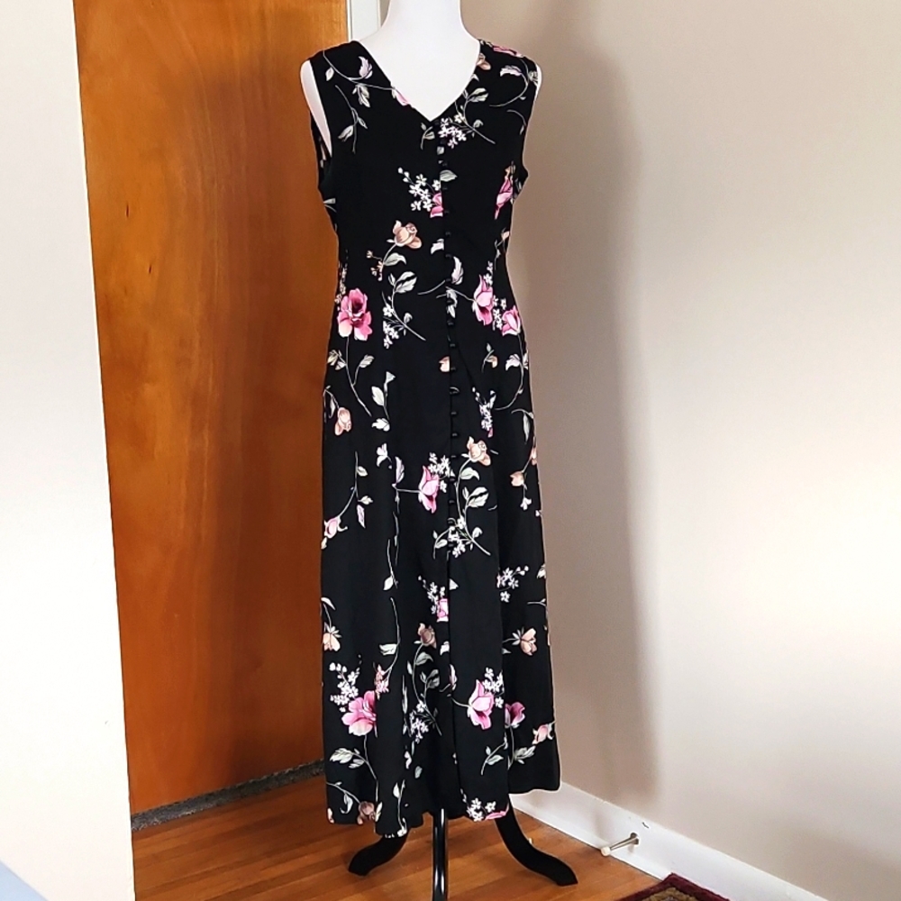 Vintage 90s Rayon Floral Dress